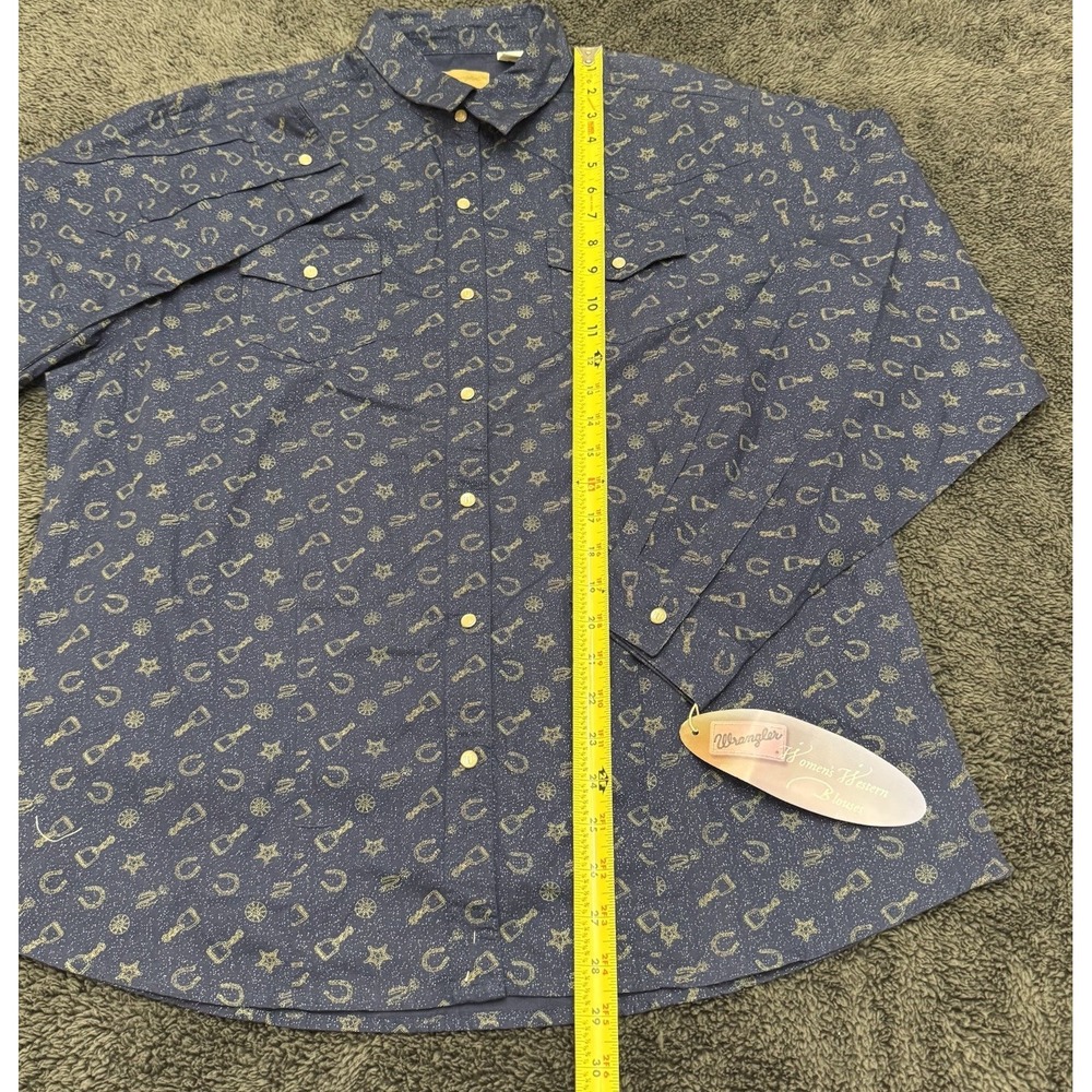 NWT Wrangler Womens Western Blouses Pearl Snap Dress Shirt  Size XL Rodeo AOP - Picture 7 of 9